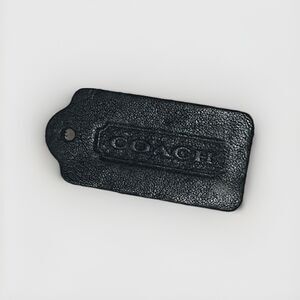 Vintage Coach Black Soft Leather Hang Tag Fob 2.25” Embossed Logo